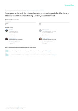 Supergene and Exotic Cu Mineralization Occur During Periods of Landscape Stability in the Centinela Mining District, Atacama Desert