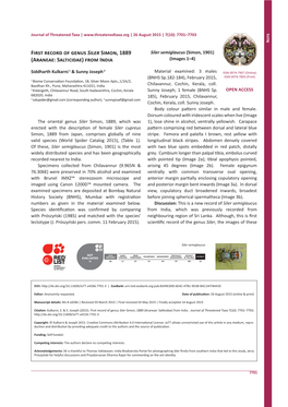First Record of Genus Siler Simon, 1889 (Araneae: Salticidae) from India