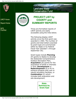PROJECT LIST by COUNTY and SUMMARY REPORTS