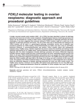 FOXL2 Molecular Testing in Ovarian Neoplasms