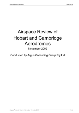 Airspace Review of Hobart and Cambridge Aerodromes November 2009