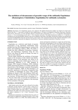 Hymenoptera: Chalcidoidea: Eupelmidae) for Subfamily Systematics