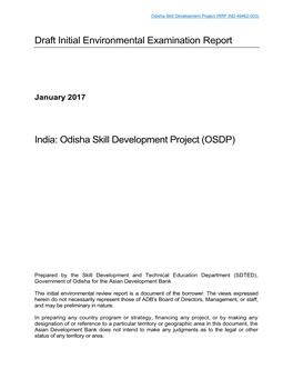Draft Initial Environmental Examination Report India: Odisha