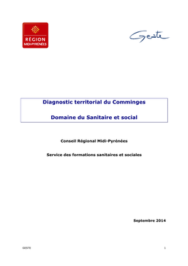 Diagnostic Territorial Du Comminges Domaine Du Sanitaire Et Social