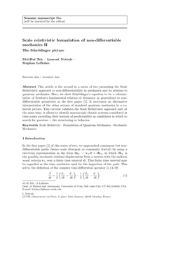 Scale Relativistic Formulation of Non-Differentiable Mechanics II