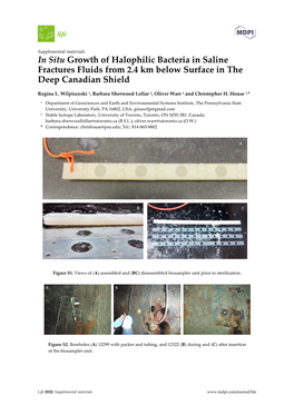 In Situ Growth of Halophilic Bacteria in Saline Fractures Fluids from 2.4 Km Below Surface in the Deep Canadian Shield