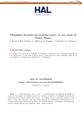 Phosphate Dynamics in an Urban Sewer: a Case Study of Nancy, France J