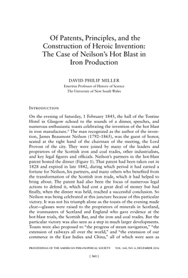 Of Patents, Principles, and the Construction of Heroic Invention: the Case of Neilson’S Hot Blast in Iron Production