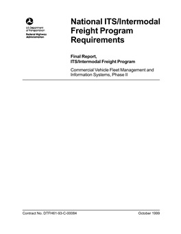 National Its/Intermodal Frieght Program