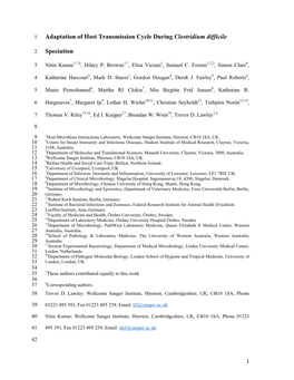 Adaptation of Host Transmission Cycle During Clostridium Difficile Speciaton