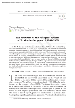 Torgsin” System in Ukraine in the Years of 1931–1935