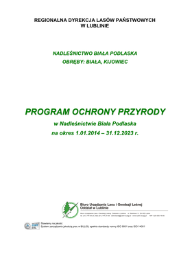 Program Ochrony Przyrody - Nadleśnictwo Biała Podlaska