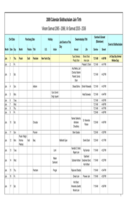 2009 Calendar Siddhachalam Jain Tirth Vikram Samvat 2065 - 2066, Vir Samvat 2535 - 2536