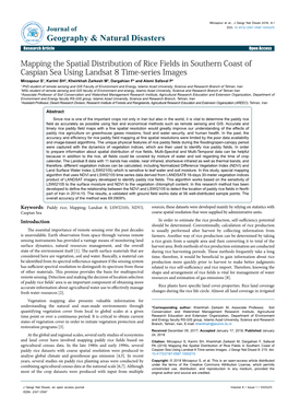 Mapping the Spatial Distribution of Rice Fields in Southern Coast Of