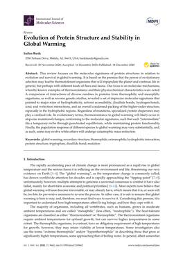 Evolution of Protein Structure and Stability in Global Warming