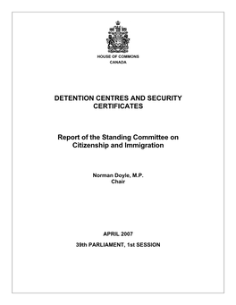 DETENTION CENTRES and SECURITY CERTIFICATES Report