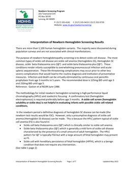 Interpretation of Newborn Hemoglobin Screening Results