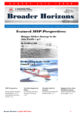 Broader Horizons – August 2012 Issue I Table of Contents MSP PERSPECTIVES