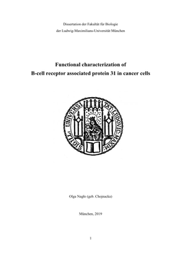 Functional Characterization of B-Cell Receptor Associated Protein 31 in Cancer Cells