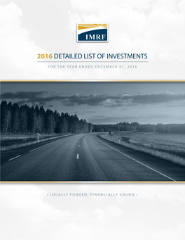 Detailed List of 2016 Investments