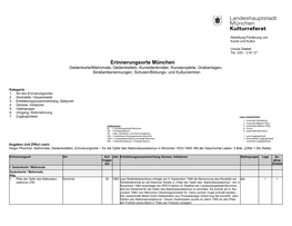 Erinnerungsorte München Gedenkorte/Mahnmale, Gedenktafeln, Kunstdenkmäler, Kunstprojekte, Grabanlagen, Straßenbenennungen, Schulen/Bildungs- Und Kulturzentren