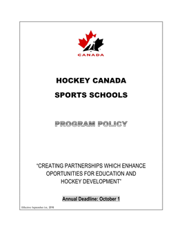 Hockey Canada Sports Schools (HCSS)