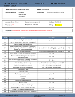 Radermachera Sinica SCORE: 4.0 RATING: Evaluate (Hance) Hemsl