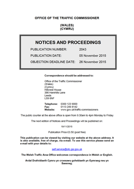 NOTICES and PROCEEDINGS 5 November 2015