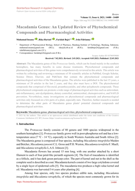 Macadamia Genus: an Updated Review of Phytochemical Compounds and Pharmacological Activities