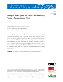 Principals' Moral Agency and Ethical Decision-Making: Toward A