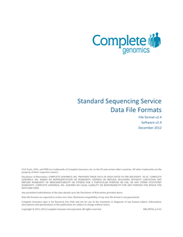 Standard Sequencing Service Data File Formats File Format V2.4 Software V2.4 December 2012