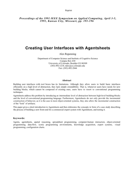 Creating User Interfaces with Agentsheets