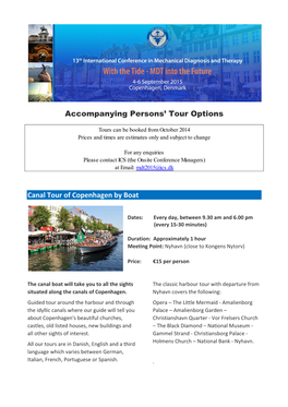 Accompanying Persons' Tour Options Canal Tour of Copenhagen by Boat