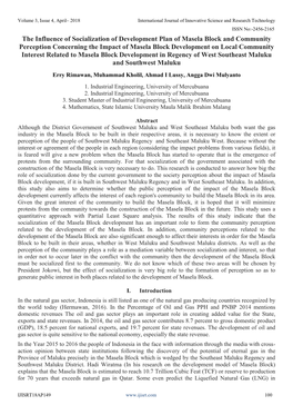 The Influence of Socialization of Development Plan of Masela Block