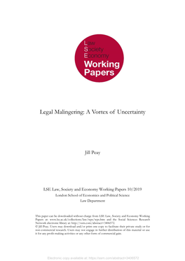 Legal Malingering: a Vortex of Uncertainty