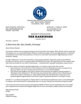 THE HARBINGER October, 2013 Volume 1, Issue 2