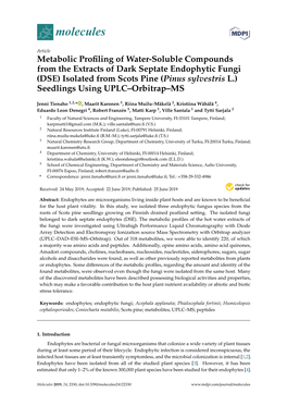 Metabolic Profiling of Water-Soluble Compounds from the Extracts Of