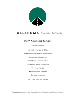 OKLAHOMA Turnpike Authority 2019 Budget for Division