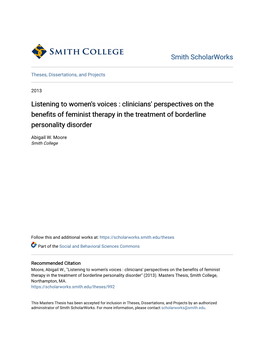 Clinicians' Perspectives on the Benefits of Feminist