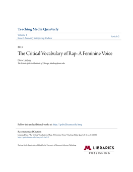 The Critical Vocabulary of Rap: a Feminine Voice