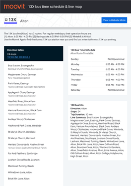 13X Bus Time Schedule & Line Route