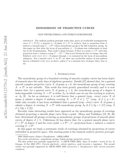 Monodromy of Projective Curves 3