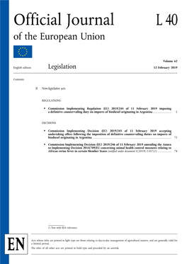 Official Journal L 40 of the European Union