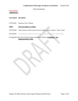 Comprehensive Plan Upper Northeast Area Element October 2019 Draft Amendments Chapter 24 Public Review Draft Upper-Northeast