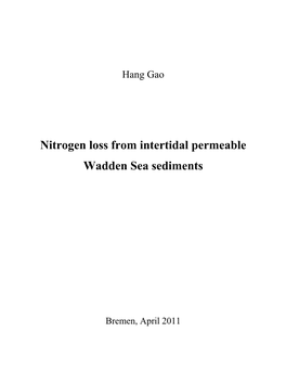 Nitrogen Loss in the Wadden Sea Permeable Sediments