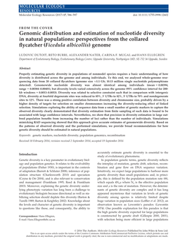 Genomic Distribution and Estimation of Nucleotide Diversity in Natural Populations: Perspectives from the Collared ﬂycatcher (Ficedula Albicollis) Genome