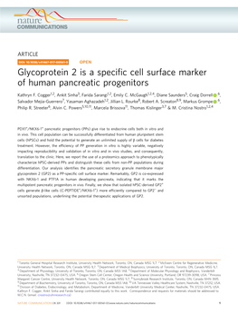 Glycoprotein 2 Is a Specific Cell Surface Marker of Human Pancreatic