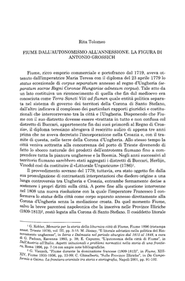 Fiume Dall'autonomismo All'annessione. La Figura Di Antonio Grossich