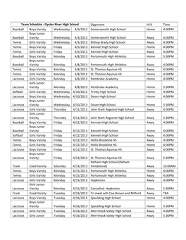 Team Schedule