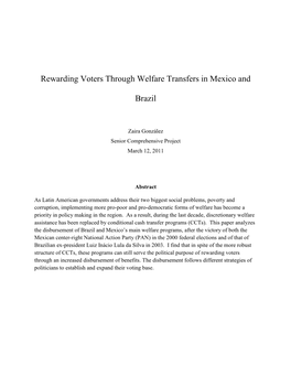 Rewarding Voters Through Welfare Transfers in Mexico and Brazil